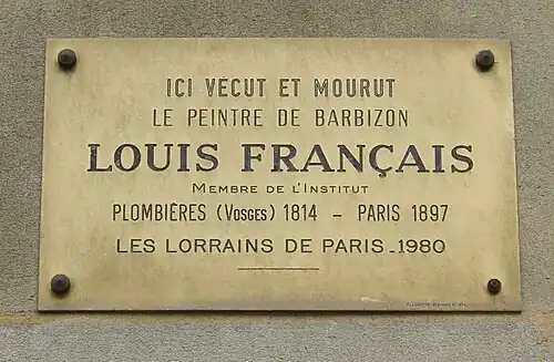 Plaque commémorative au 139, boulevard du Montparnasse à Paris.