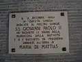Plaque commémorative de la visite papale
