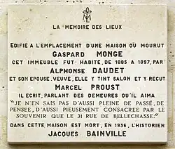 Plaque 31 rue de Bellechasse.