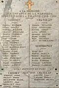 La plaque du souvenir des habitants morts pour la France.