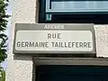 Plaque de la rue Germaine-Tailleferre à Arcueil.