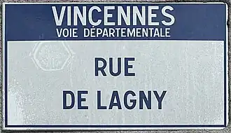 Plaque de la rue à Vincennes.