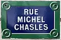 Plaque de rue de la rue Michel-Chasles