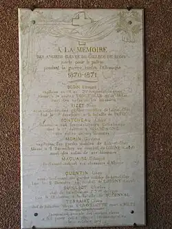 Anciens élèves morts pendant la Guerre franco-allemande de 1870.