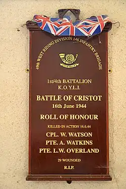 Plaque  commémorative 1944 dans l'église.