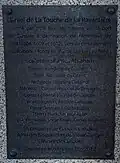 Plaque commémorative du monument de Daniel de la Touche