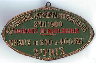 Concours d'élevage de 1980, espèce bovine, 2e prix.