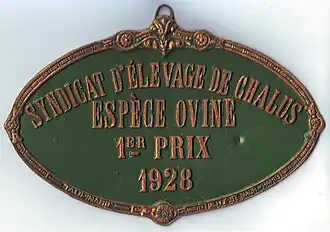 Concours d'élevage de 1928, espèce ovine, 1er prix.