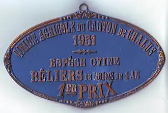 Concours d'élevage de 1951, espèce ovine, 1er prix.