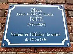 Plaque de la place Léon Frédéric Louis Née à Marsauceux.