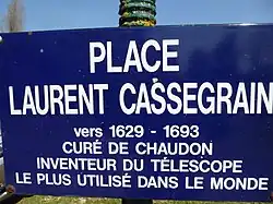 Plaque de la place Laurent Cassegrain à Chaudon