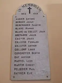 Plaque des Gassinois morts pour la France