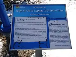 Plaque descriptive du monument René Lepage de Sainte-Claire