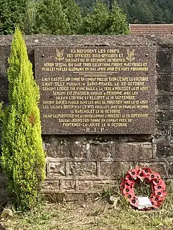 Plaque mémorielle dans le cimetière communal de Moussey.