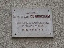 Plaque sur la maison des Goncourt.