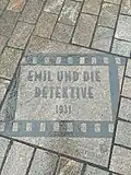 Plaque du film Émile et les détectives 1931. Potsdam, Brandenburger Straße.