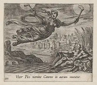 Canens à la recherche de Picus (illustration de 1606 pour les Métamorphoses d'Ovide)