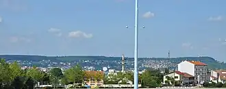 Vue sur le plateau de Malzéville depuis Nancy.