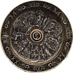 Plateau d’aiguière avec Moïse et Jéthro par Pierre Reymond (Lyon).