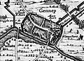 La ville de Gennep par J. Blaeu. On y voit les trois portes et une supplémentaire la Nieuwe Poort