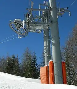 Pylône d'angle lorsque la ligne tourne