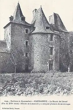 L'ancien manoir de Lieuzel au début du XXe&nbsp;siècle (carte postale).