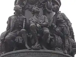 Les généraux : Piotr Alexandrovitch Roumiantsev, Grigori Potemkine, Alexandre Souvorov.