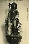 Église Saint-Pierre : statue de saint Roc'h (carte postale Émile Hamonic).