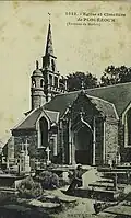 Plouezoc'h ː église et cimetière vers 1925 (carte postale).