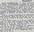 Plouray : le programme de la fête locale du 8 mai 1938 (début).
