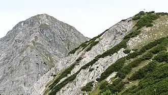 Plumsjoch à droite et le Montscheinspitze à gauche.