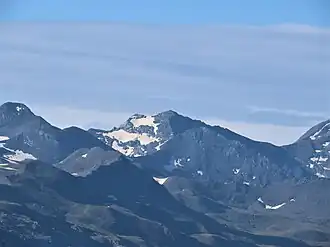 La pointe de Claret depuis le Plan de la Casette dans les Alpes grées au nord.