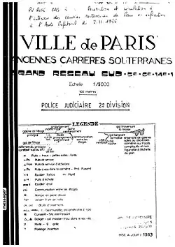 Extrait de plan des catacombes de paris de la police judiciaire en 1983
