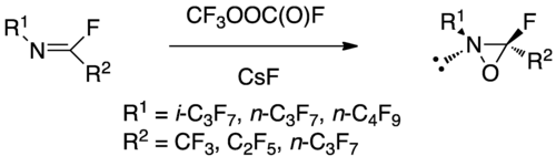 Synthèse d'oxaziridines perfluorées.