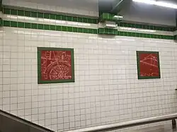 Détail mural de la mezzanine