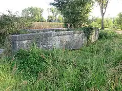 Pont qui enjambait le chenal d'arrivée des eaux du moulin du canal de Miribel ; ce dernier fut détruit par un incendie en 1893.