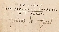 signature de Pontus de Tyard