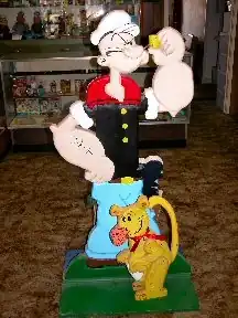 Représentation du Pilou-Pilou (en bas) aux côtés de Popeye.