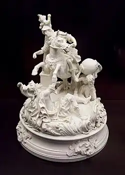 Porcelaine représentant Alexandre chevauchant Bucéphale, entre 1763 et 1765.