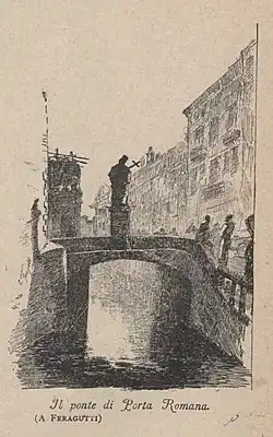 Saint Népomucène sur son pont à la Porta romana de Milan en 1886.