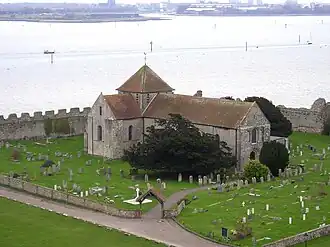 La chapelle, l'enceinte, la baie de Portsmouth.