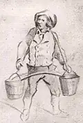Porteur d'eau, dessin du XIXe&nbsp;siècle.