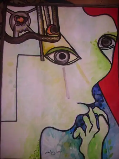 Portrait abstrait d'une femme - Nelson Lobo