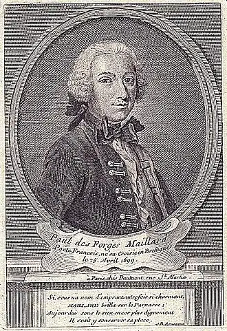 Portrait en noir et blanc du visage d’un homme portant perruque.