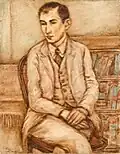 Portrait of a Man Sitting (Franz Kafka), circa 1923, huile sur toile, 92&nbsp;×&nbsp;73&nbsp;cm, collection Ghez, Hecht Museum, Université de Haïfa