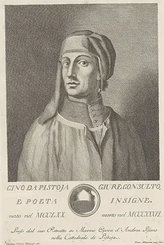 Portrait de  Cino da Pistoia, Francesco Allegrini, d'après Giuseppe Valiani entre 1739 et 1773