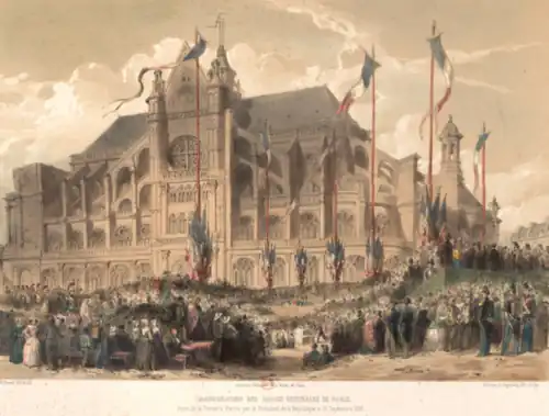 Pose de la première pierre du pavillon des Halles par le Président de la République (le Prince-président Louis-Napoléon Bonaparte) le 15 septembre 1851