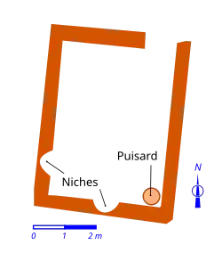 Plan en couleurs des murs d'un édifice.