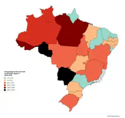 Pourcentage de feux de forêt en 2019 par rapport à 2018-2010