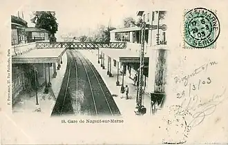 Ancienne gare de Nogent - Vincennes, au début du XXe&nbsp;siècle, située plus au nord sur la ligne de Vincennes.